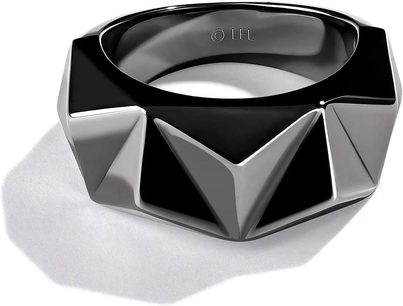 Jewelili Star Wars Fine Jewelry Dark Armor Ring for Women | Silver & Black Rhodium Band | Star Wars Gifts for Women | Jewelry with Gift Box