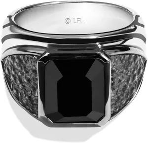 Jewelili Star Wars Fine Jewelry In Carbonite for Men | Silver & Black Rhodium Band | Black Onyx | Star Wars Gifts for Men | Jewelry with Gift Box