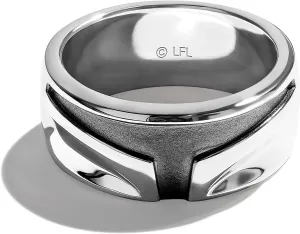 Jewelili Star Wars Fine Jewelry The Mandalorian Ring for Women | Silver & Black Rhodium Band | Star Wars Gifts for Women | Jewelry with Gift Box