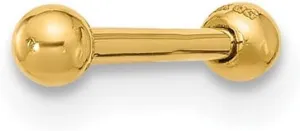 JewelryWeb 14k Solid Yellow Gold 16 Gauge Polished 2.5mm Ball Bar Labret Stud Body Piercing-Stud for Women