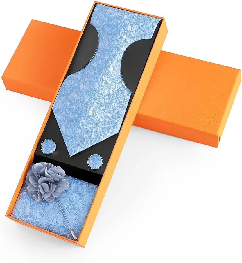 joy alice Ties Set Men Mixed Color Necktie Handkerchief Cufflinks Brooch 3.15 Formal