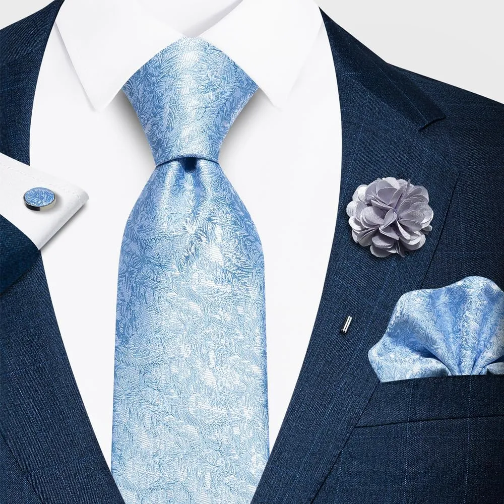 joy alice Ties Set Men Mixed Color Necktie Handkerchief Cufflinks Brooch 3.15 Formal