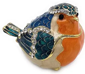 JWT Astyle Robin Bird Hinged Jewelry Box with Stones , Collectible Animal Trinket Box.Rings Earrings Storage Boxes,Bird Figurine Home Decor Gift.