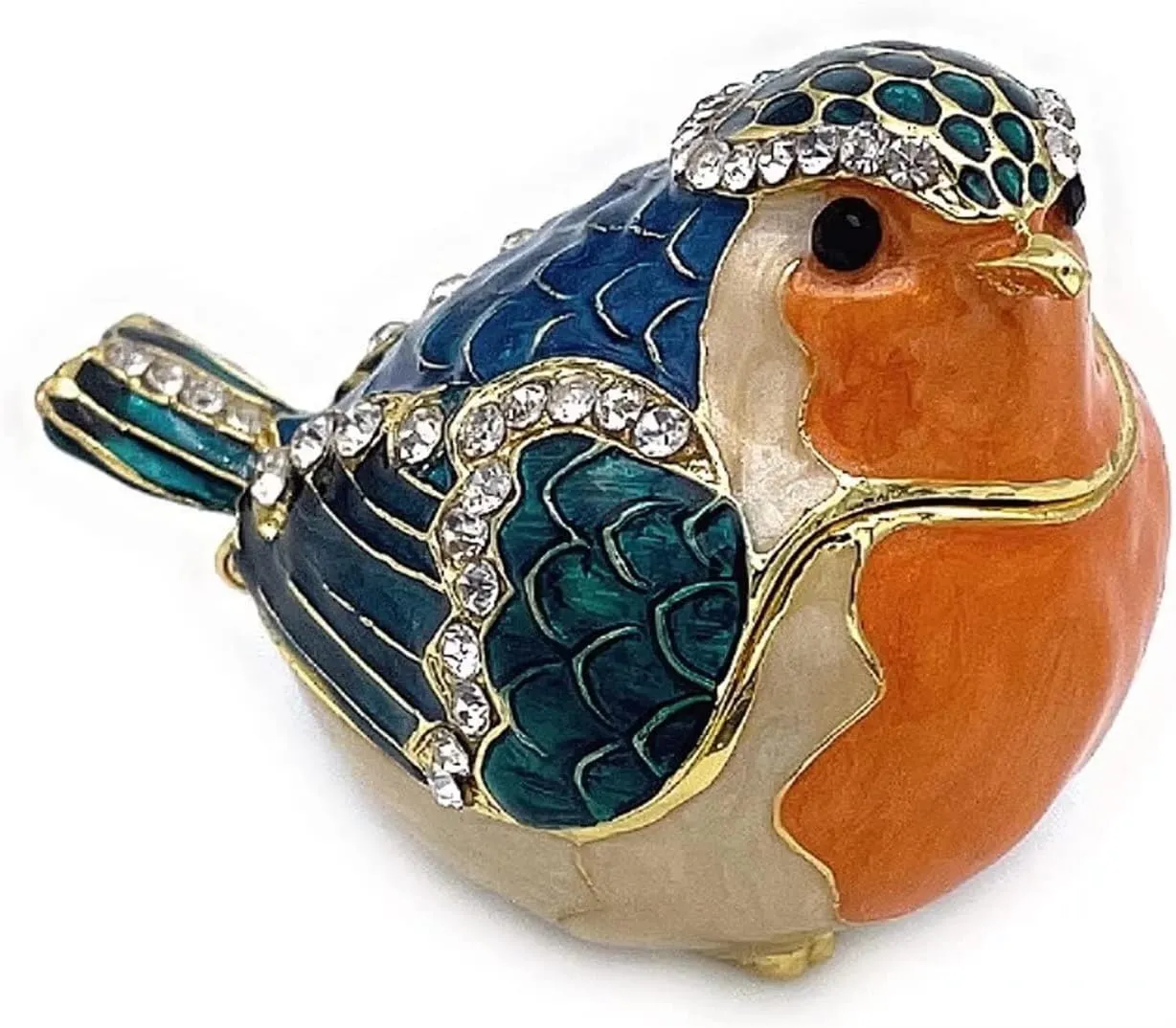 JWT Astyle Robin Bird Hinged Jewelry Box with Stones , Collectible Animal Trinket Box.Rings Earrings Storage Boxes,Bird Figurine Home Decor Gift.