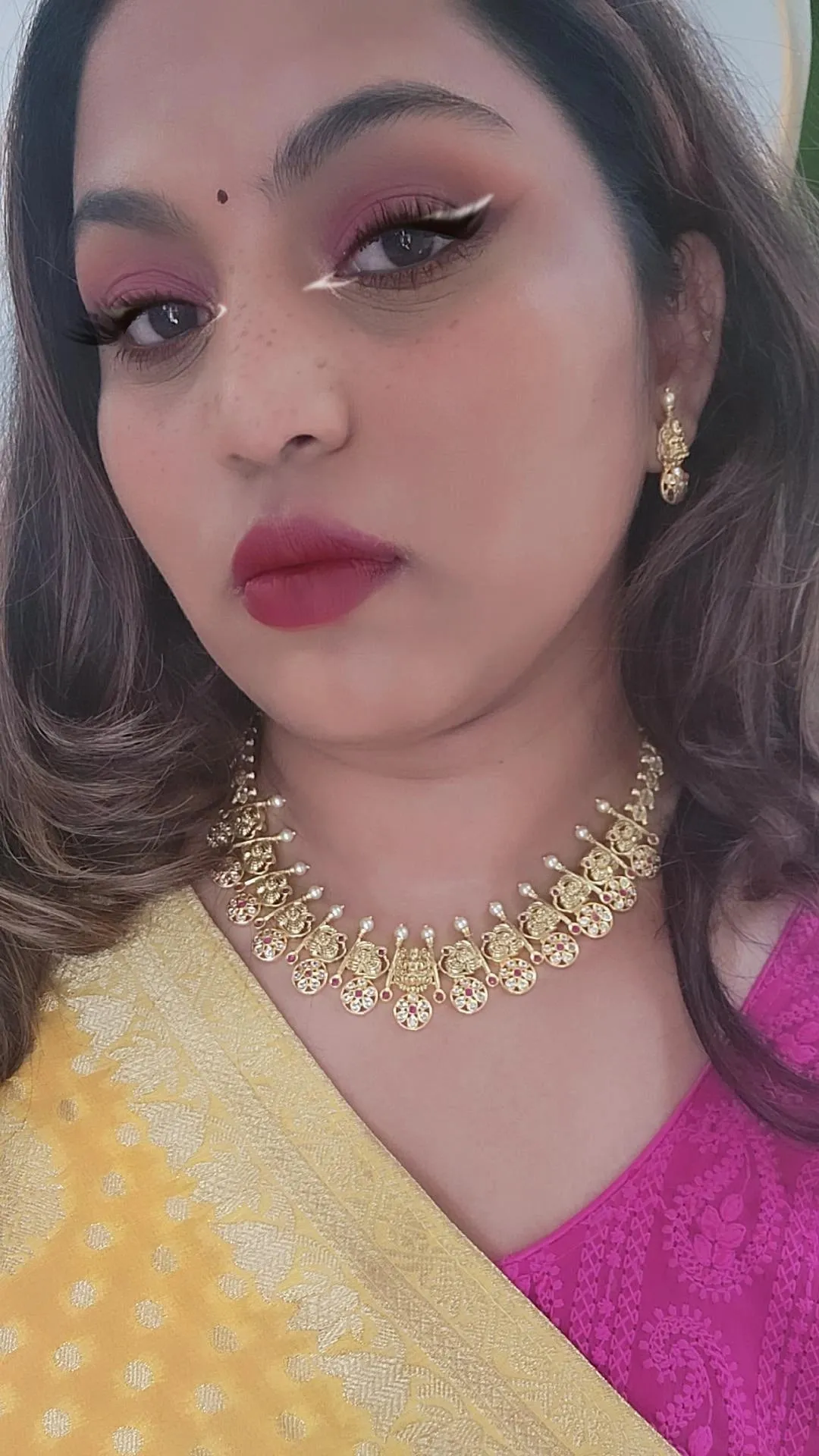 Kamala designer gold plated necklace set in Ruby