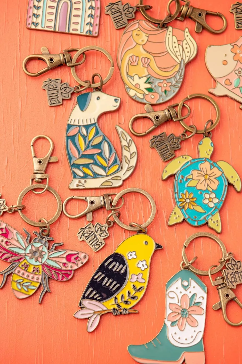Karma Gifts, Womens Enamel Keychains, Mushroom 2x2.75