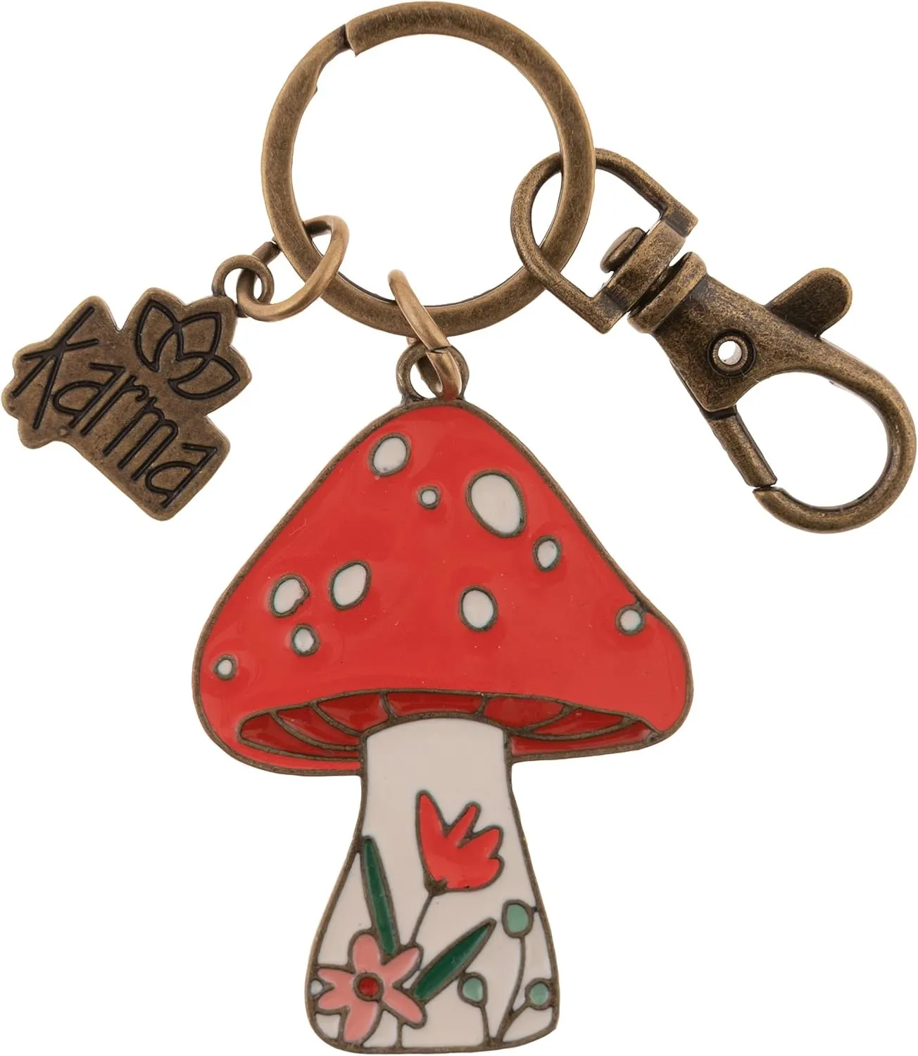 Karma Gifts, Womens Enamel Keychains, Mushroom 2x2.75