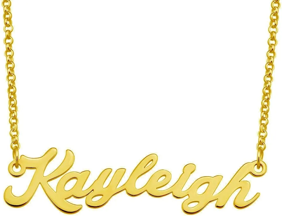 Kayleigh Name Necklace Custom Personalized in Gold Plate Gift for Women Couple