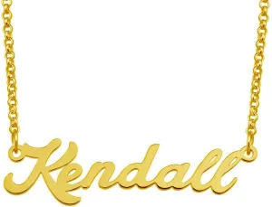Kendall Name Necklace Custom Personalized in Gold Plate Gift for Women Couple