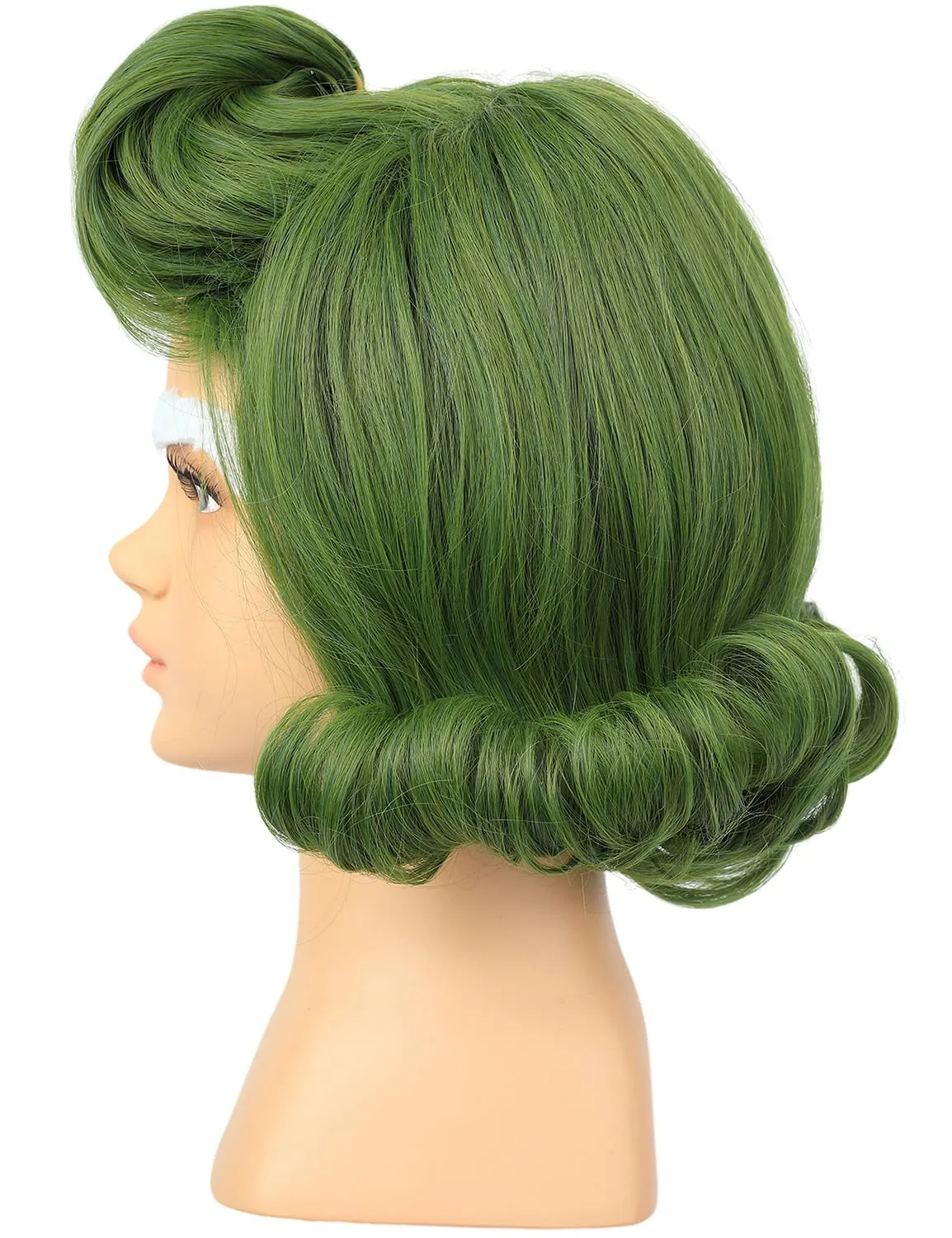 Kids Short Olive Green Cosplay Wig with White Eyebrows for Halloween Costume Party (Kids Olive Green Wig)