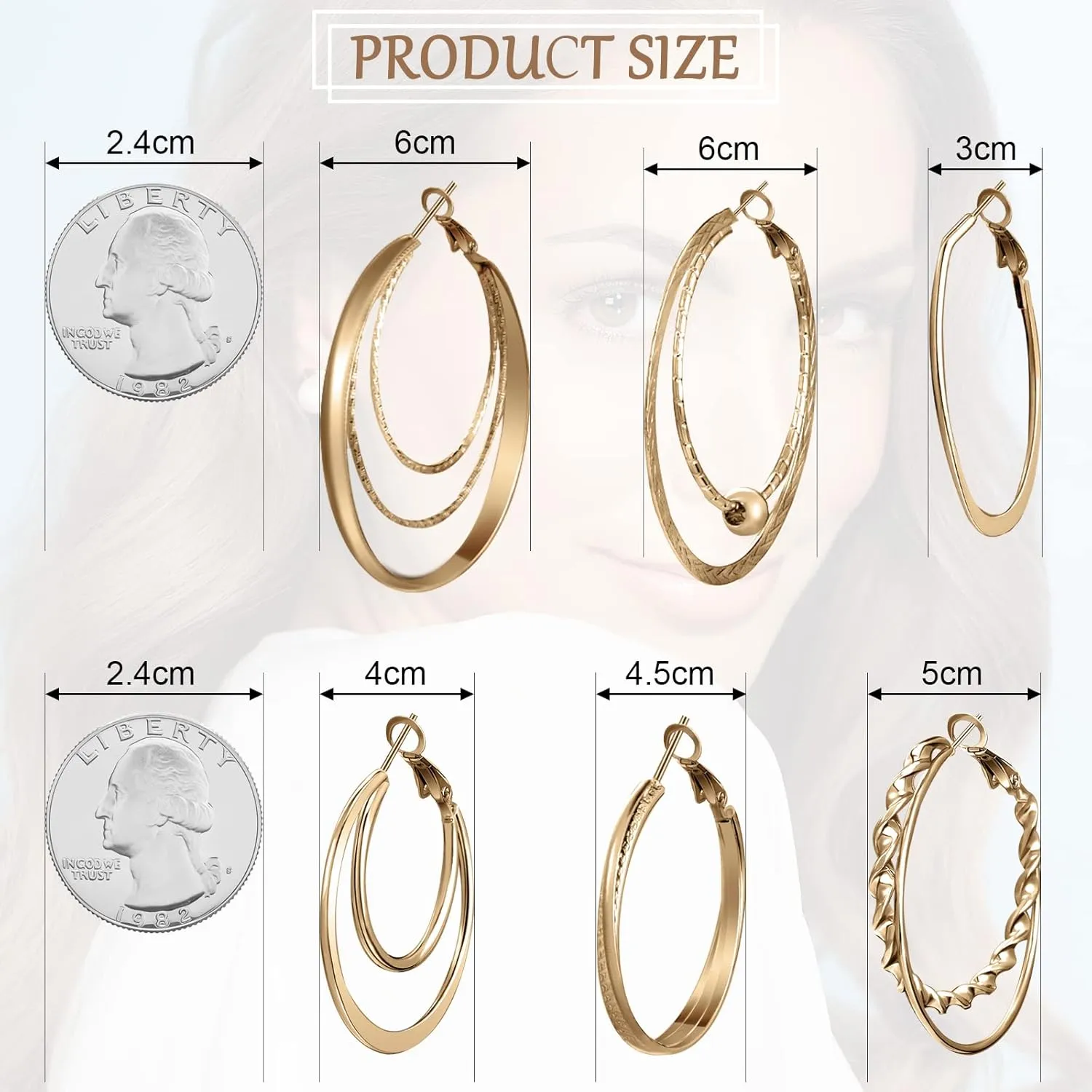 Kigeli 12 Pairs Hoop Earrings for Women Multipack Silver Gold Stainless Steel Lightweight Hoop Earrings Set for Girls