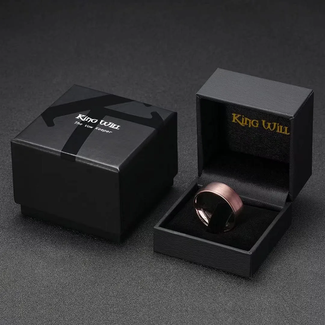 King Will Glory 14K Gold/Rose Gold 2mm 4mm 6mm 8mm Tungsten Carbide Ring Dome Matte Brushed Wedding Band Domed Brushed Couple Rings Comfort Fit for Men Women