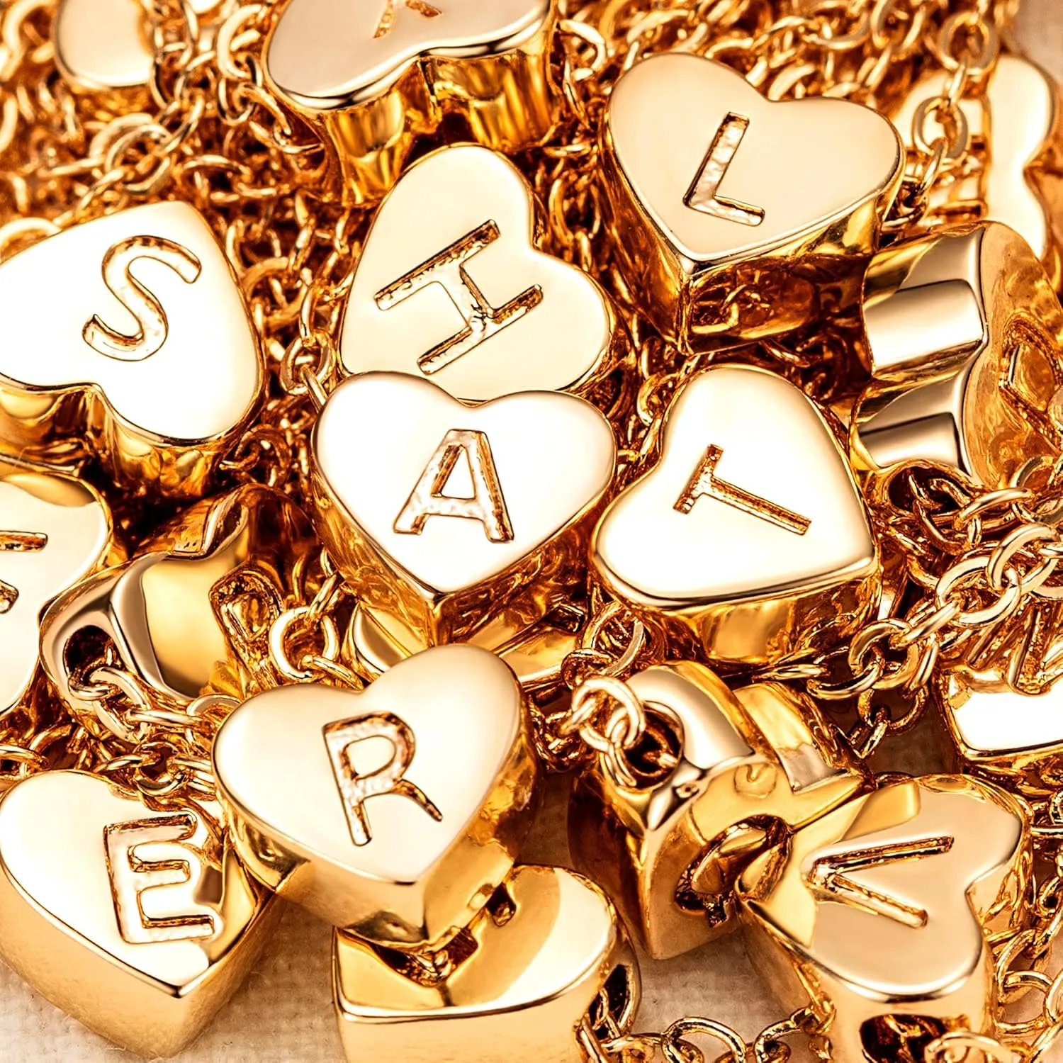 Kyerlyn Tiny Initial Heart Anklet 18K Gold Plated Dainty Personalized Letter Heart Charm Anklet Layered Cute Beaded Handmade Carved Alphabet A-Z Layer Anklet Summer Beach Gift for Her