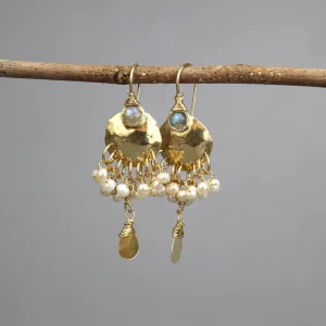 Labradorite Pearl Happiness Earrings