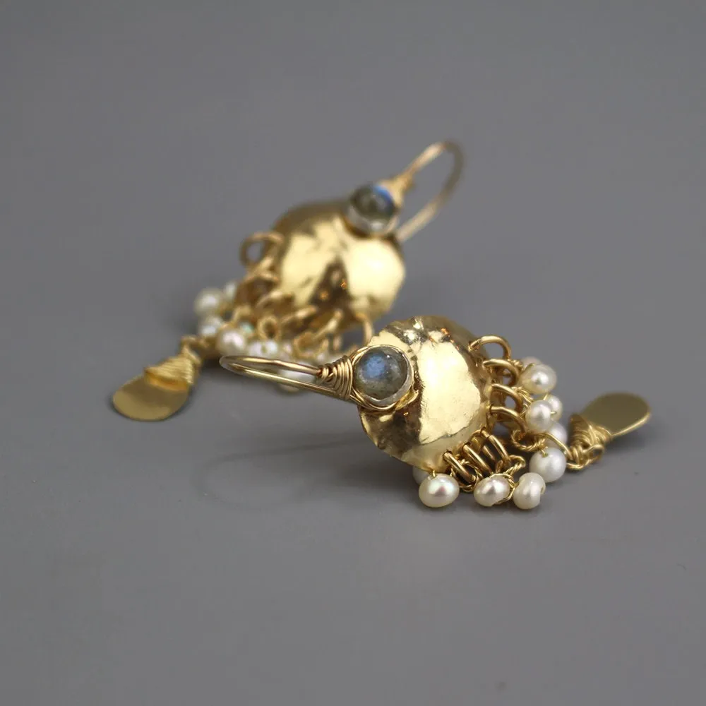 Labradorite Pearl Happiness Earrings