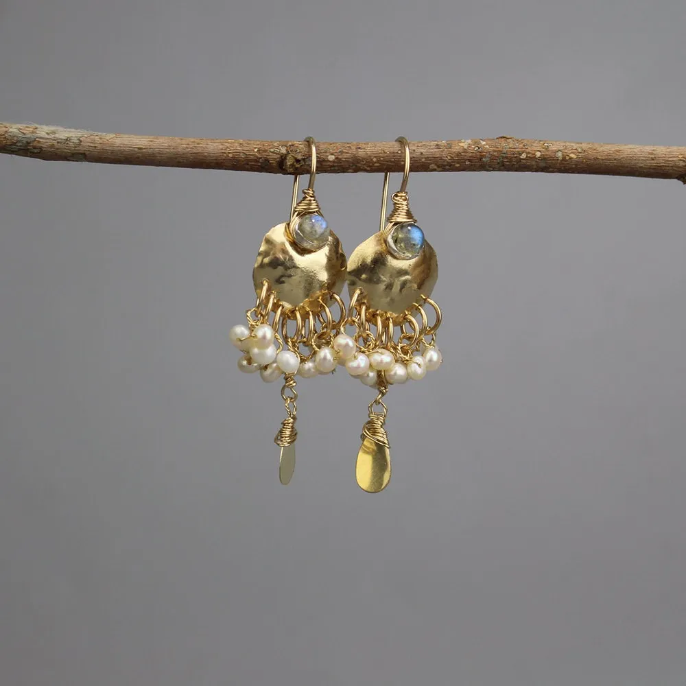 Labradorite Pearl Happiness Earrings