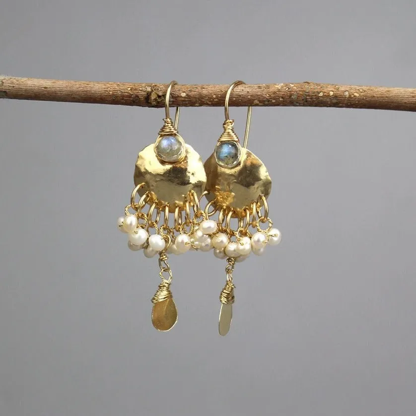Labradorite Pearl Happiness Earrings
