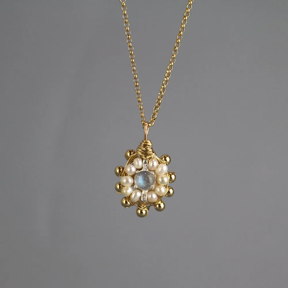 Labradorite Pearl Mandala Jewelry Set
