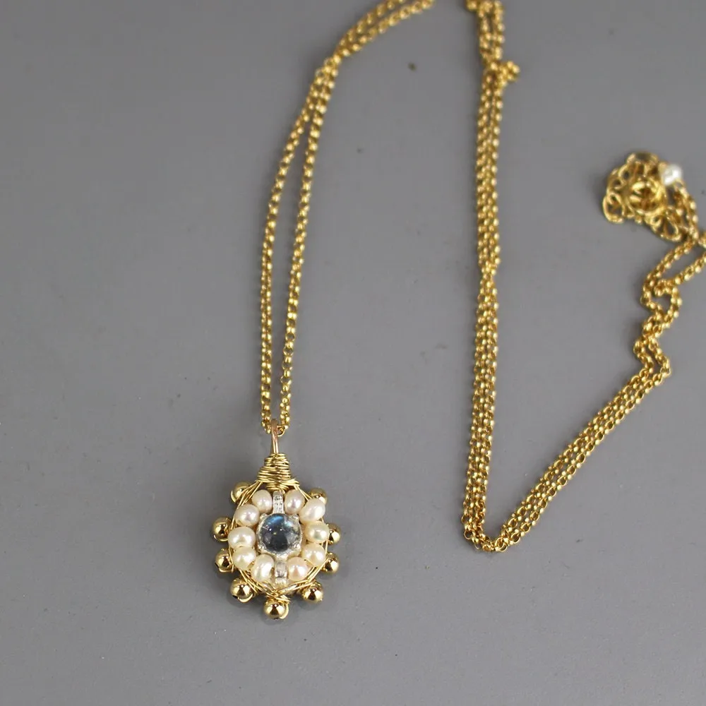 Labradorite Pearl Mandala Jewelry Set