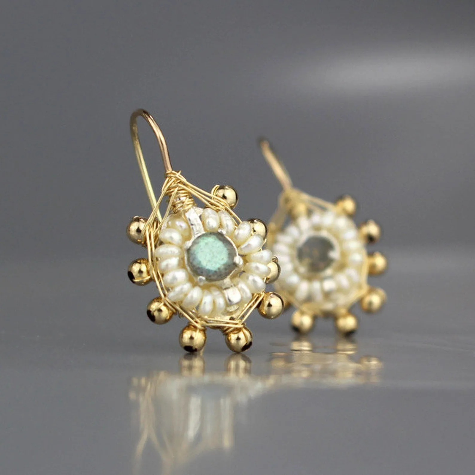 Labradorite Pearl Mandala Jewelry Set