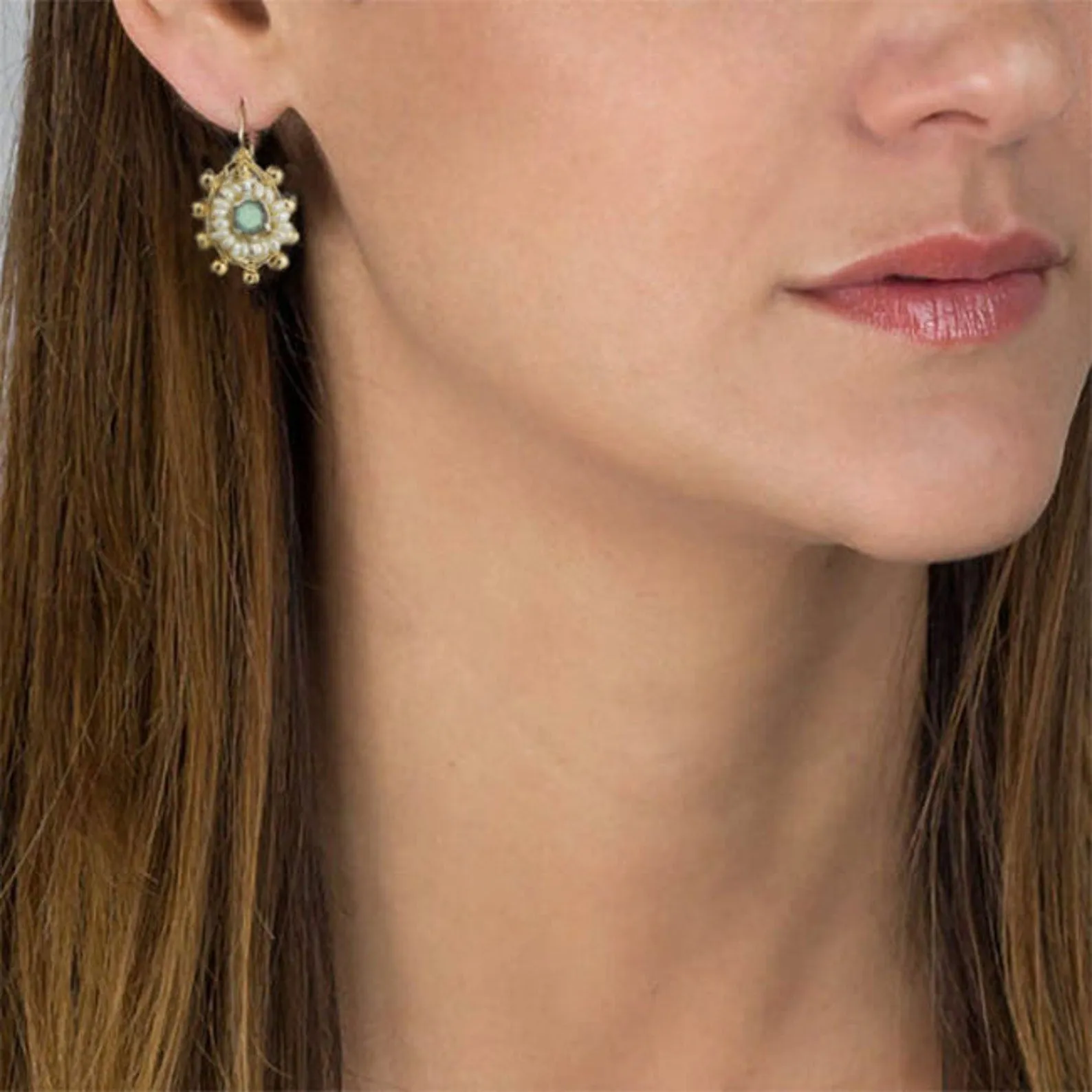 Labradorite Pearl Mandala Jewelry Set