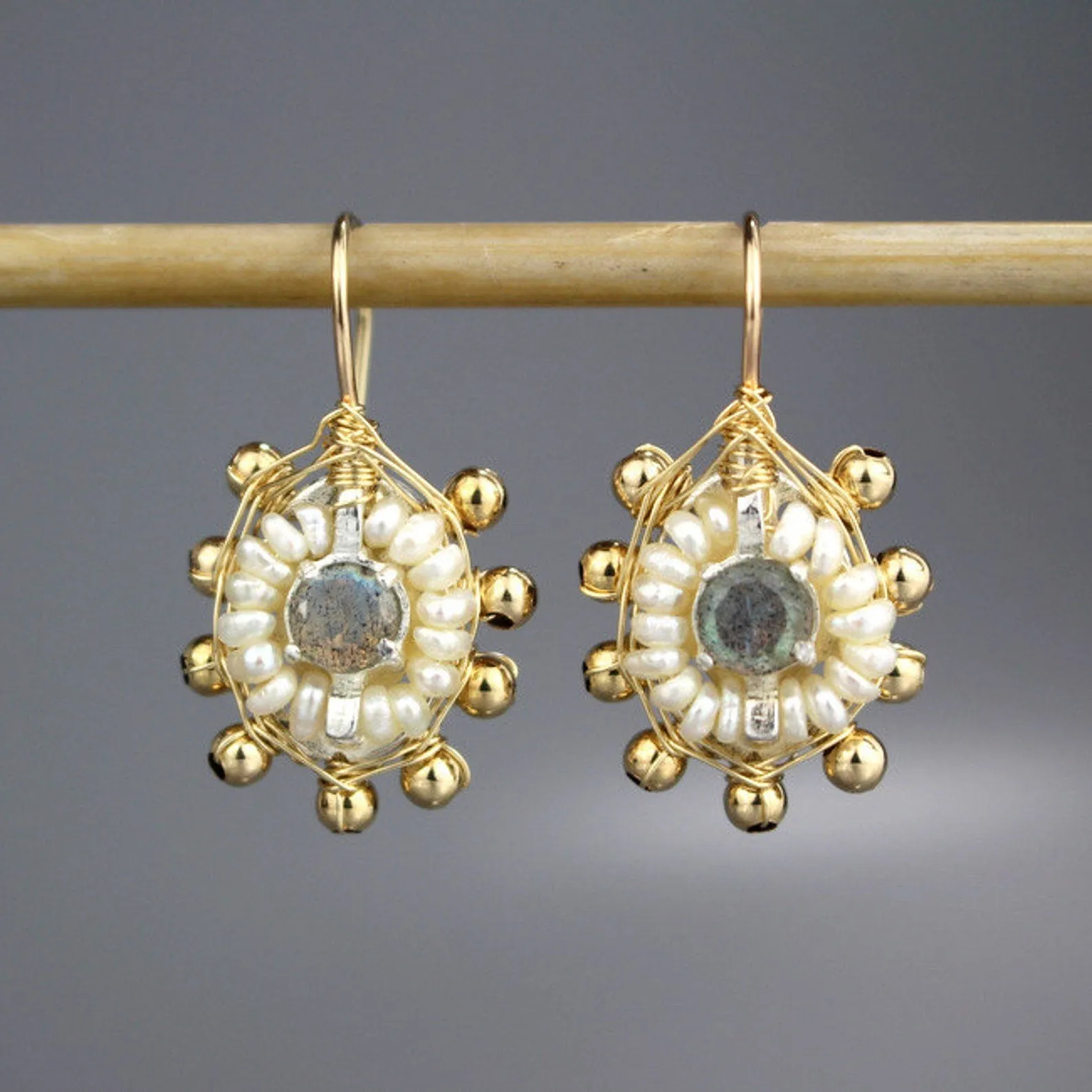 Labradorite Pearl Mandala Jewelry Set