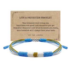 LAMIBEE Argentina Flag Bracelet, Lucky Protection Wrist Wrap Bracelet, Amulet and Boho Style Rope Bracelet for Women, Men, Surfer String Thread (Argentina Flag)