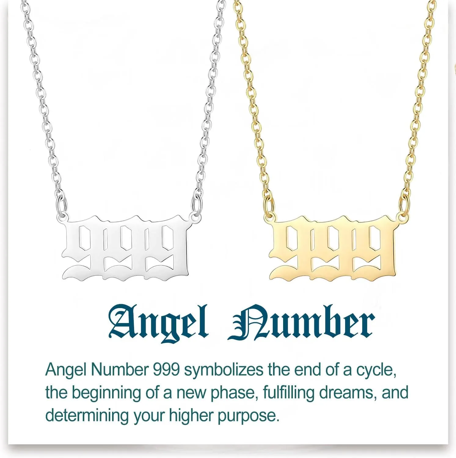 LAOYOU 2pcs Pack Angel Number Necklace For Women, Gold Silver 000 111 1111 222 333 444 555 666 777 888 999 Angel Numbers Necklace For Girls Numerology Jewelry Hypoallergenic Non Tarnish