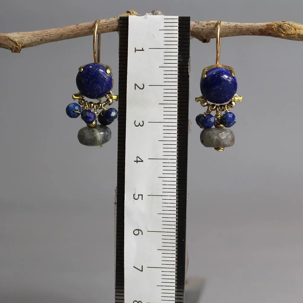 Lapis Labradorite Orchid Earrings