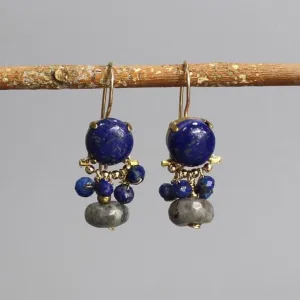Lapis Labradorite Orchid Earrings