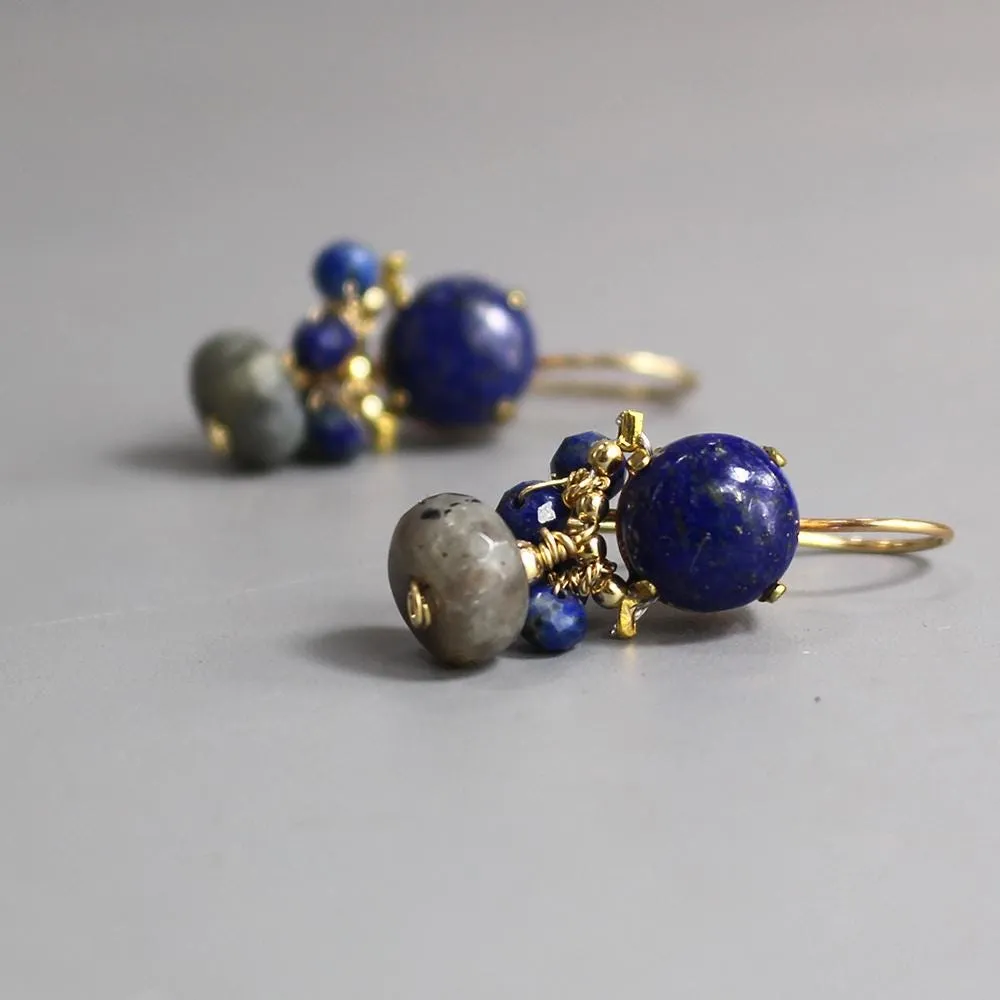 Lapis Labradorite Orchid Earrings