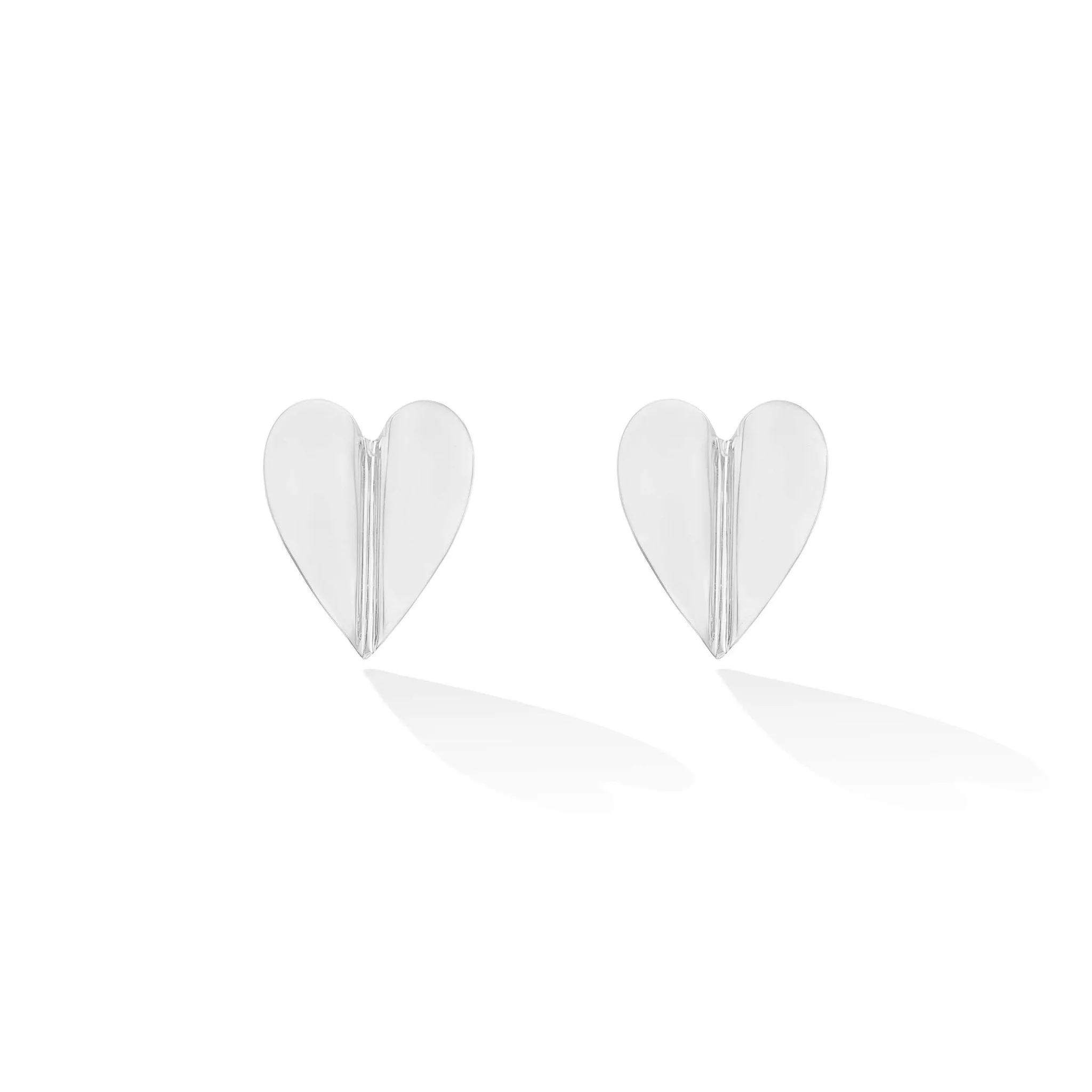 Large White Gold Wings of Love Folded Stud Earrings