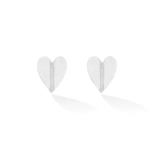 Large White Gold Wings of Love Folded Stud Earrings