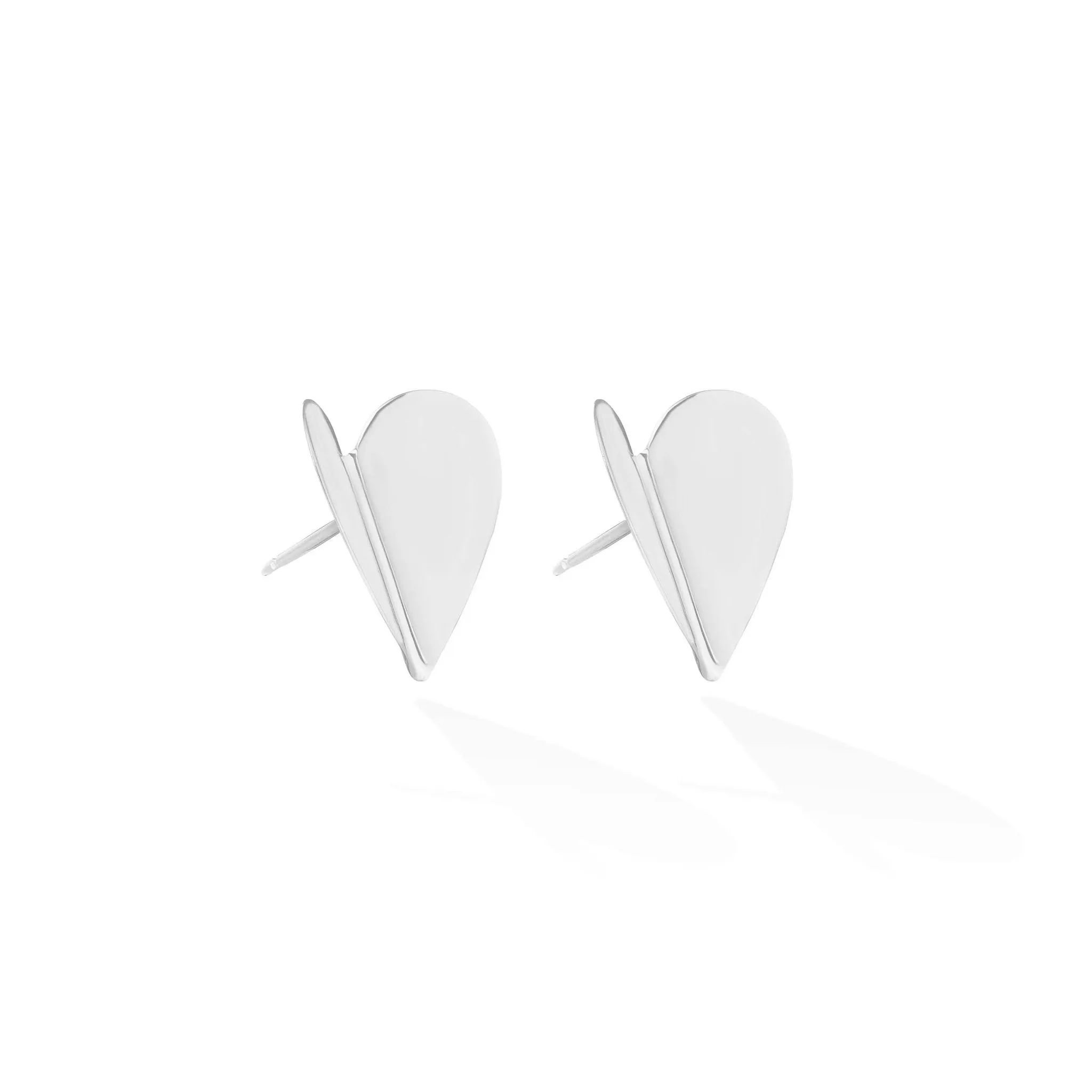 Large White Gold Wings of Love Folded Stud Earrings