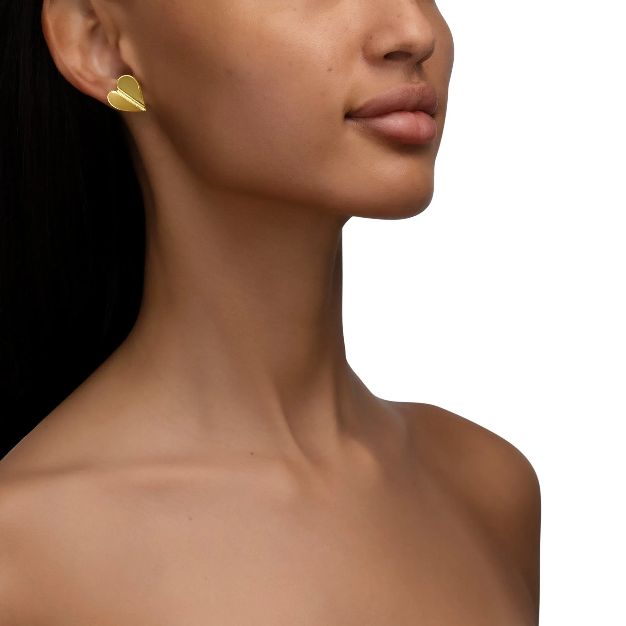 Large White Gold Wings of Love Folded Stud Earrings