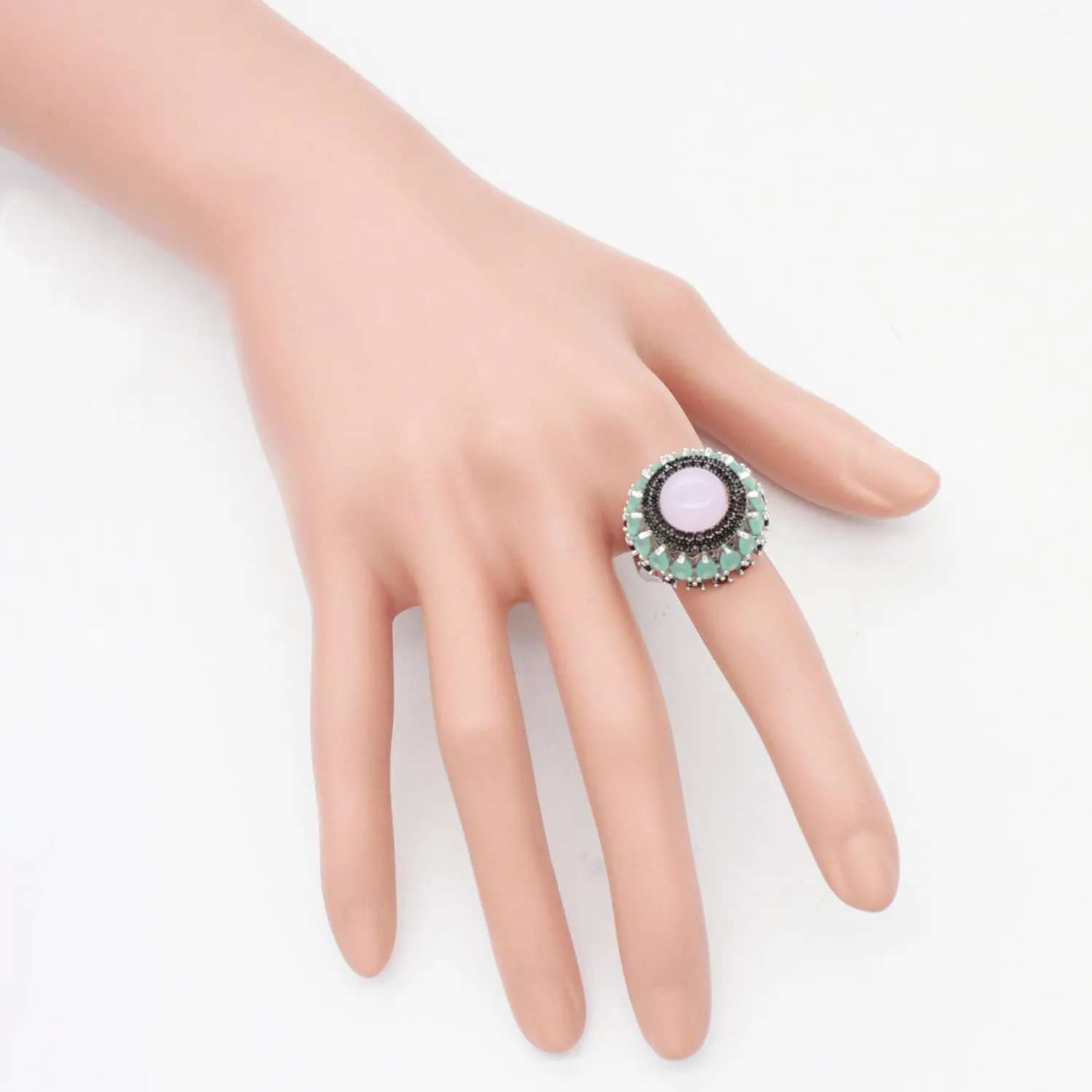Lavencious Rose Quartz Vintage Luxury Design With AAA Cubic Zirconia Statement Rings for Women Jewelry