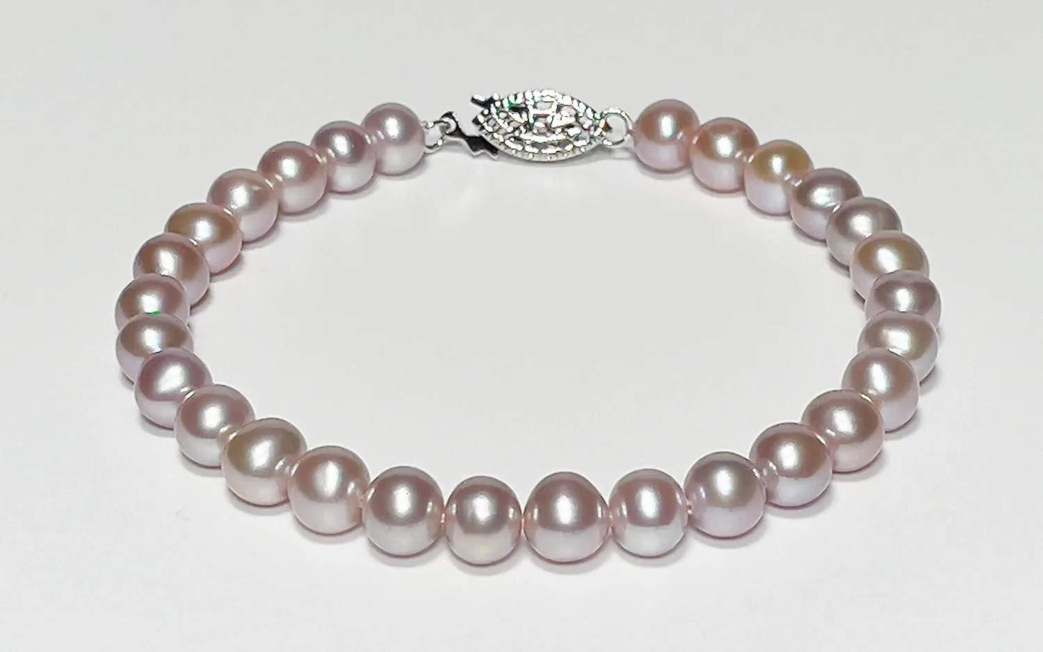 Lavender Freshwater Cultured Pearl Bracelets 6-8 Inch for Women AA Quality 5-8mm Lavender Bracelet Sterling Silver Clasp - Orien Jewelry