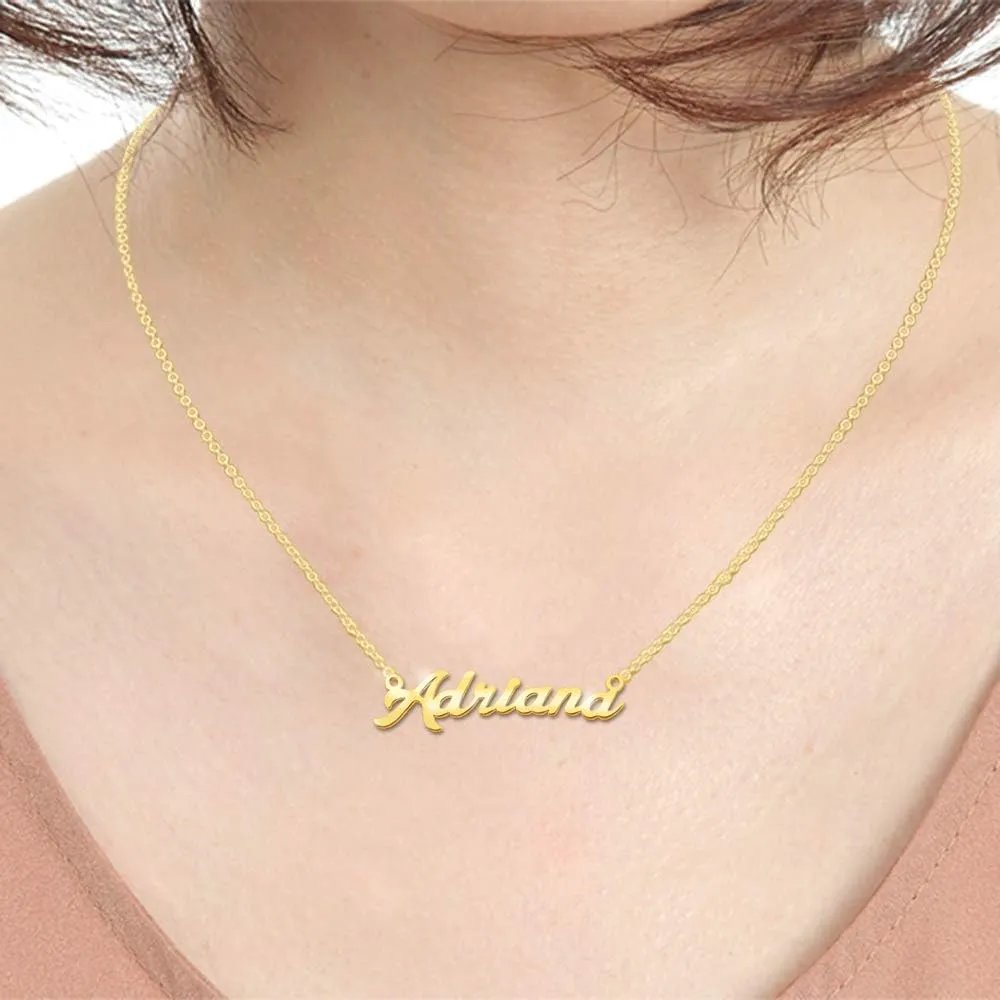 Leah Name Necklace Custom Personalized in Gold Plate Gift for Women Couple