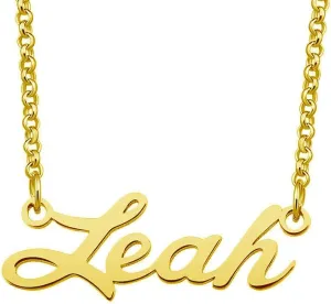 Leah Name Necklace Custom Personalized in Gold Plate Gift for Women Couple