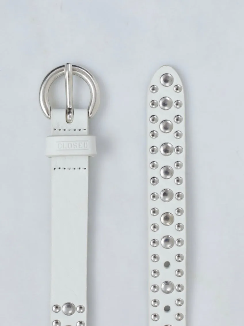 LEATHER BELT WITH STUDS | IVORY