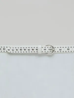 LEATHER BELT WITH STUDS | IVORY