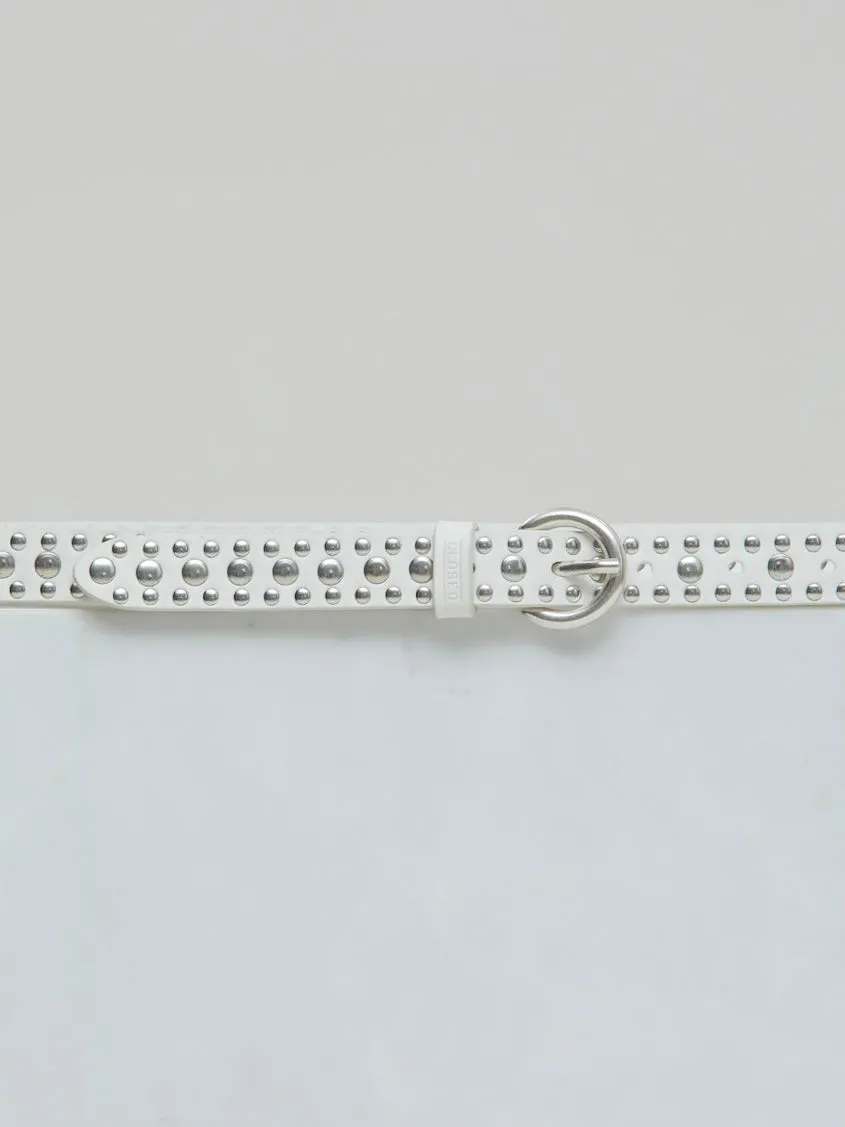 LEATHER BELT WITH STUDS | IVORY