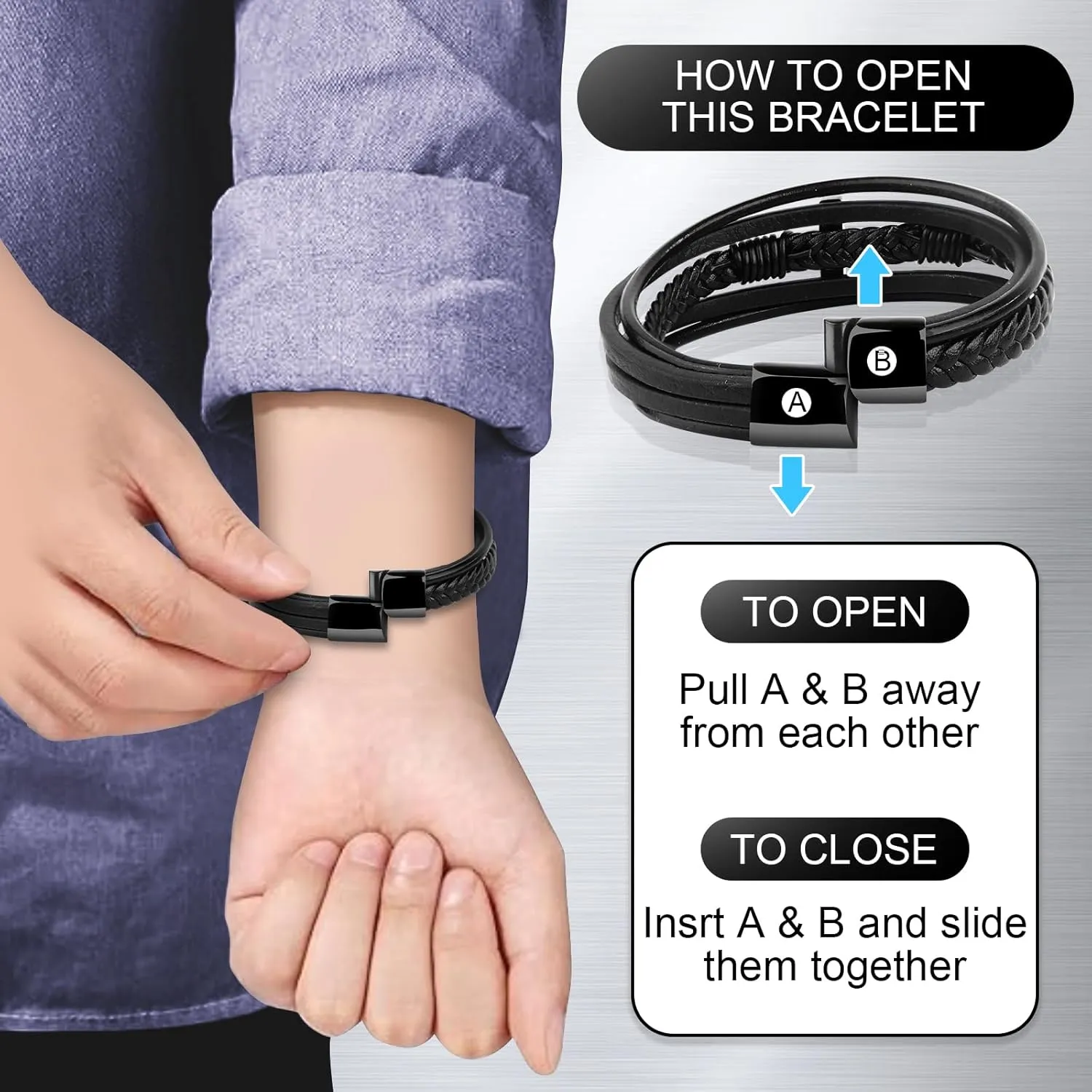 Leather Bracelet Birthday Gifts For Men: To My Man Bracelet Infinity Knot Love You Forever Gifts For Him - Inspirational Mens Leather Bracelet Cool Anniversary Christmas Valentines Fathers Gift Ideas