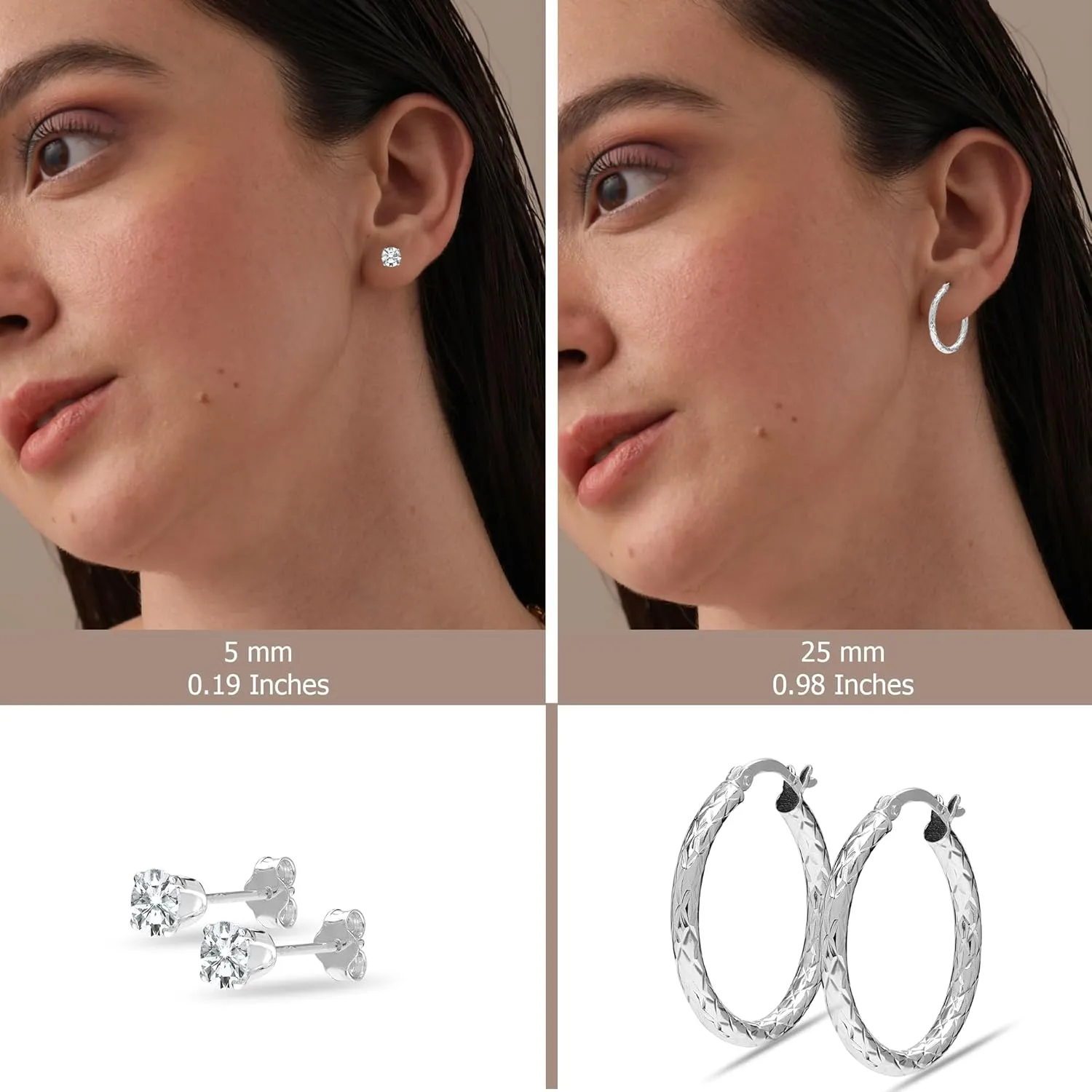 LeCalla 2-3 Pairs 925 Sterling Silver Earrings Set for Women | Sets for Multiple Piercing Huggie Hoop Earrings | CZ Classic Click-Top Endless Chunky Open Hoop Earrings Set Jewelry Gifts for Women Teen