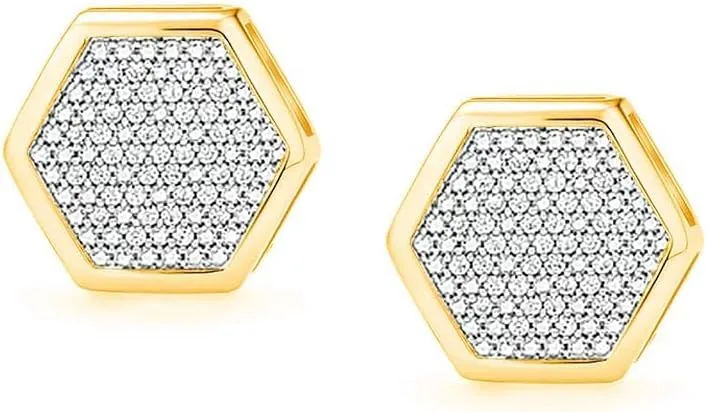 LeCalla 925 Sterling Silver CZ Stud Earrings Lightweight Classic Geometric Micro Pave Cubic Zirconia Stud Earrings for Women Teen
