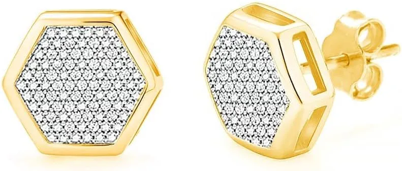 LeCalla 925 Sterling Silver CZ Stud Earrings Lightweight Classic Geometric Micro Pave Cubic Zirconia Stud Earrings for Women Teen