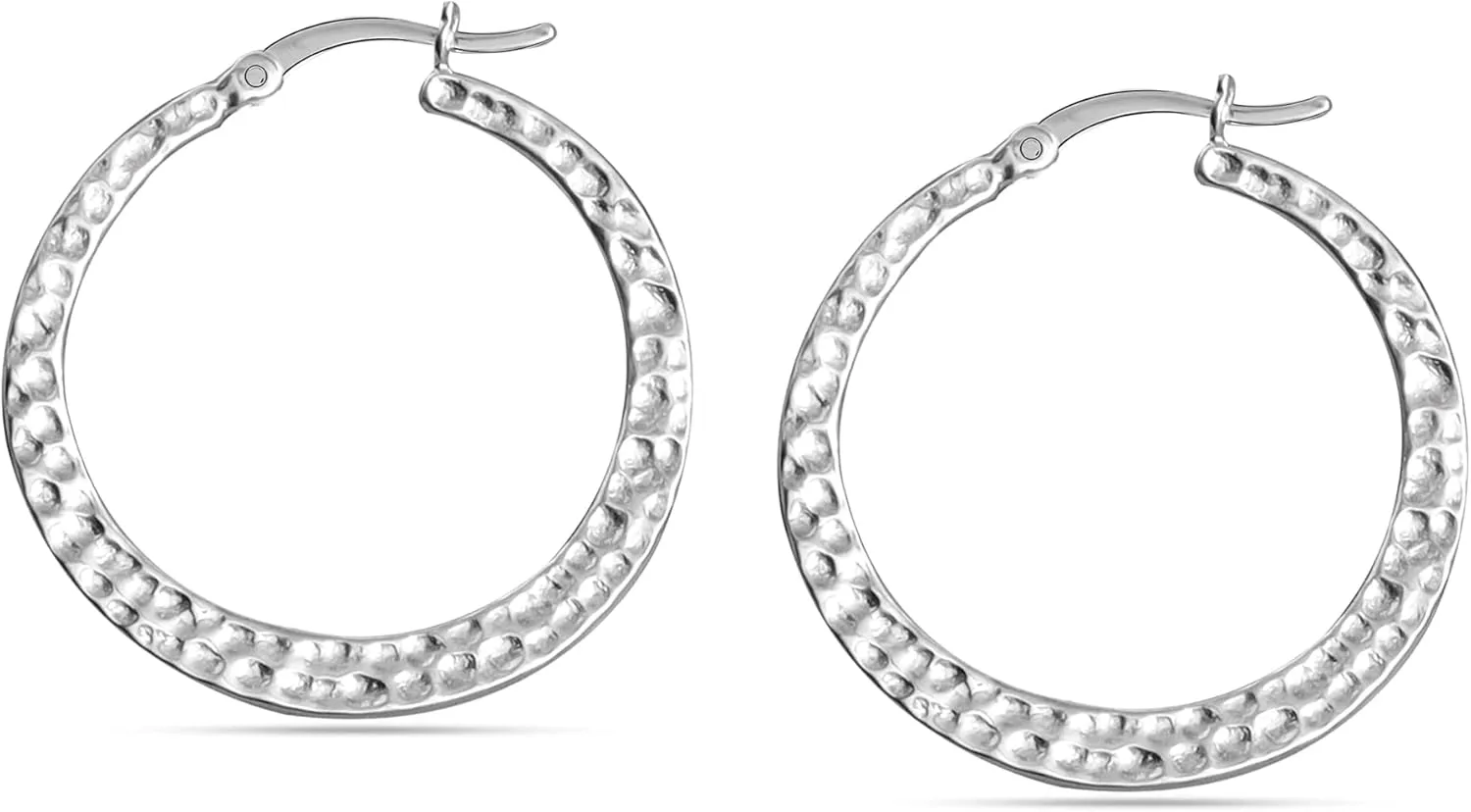 LeCalla 925 Sterling Silver Hammered Earrings Lightweight Italian Classic Handmade Textured Hammered Drop Dangle Earring for Women