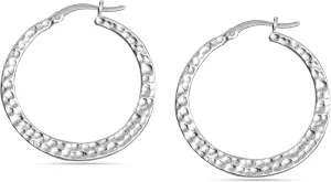 LeCalla 925 Sterling Silver Hammered Earrings Lightweight Italian Classic Handmade Textured Hammered Drop Dangle Earring for Women