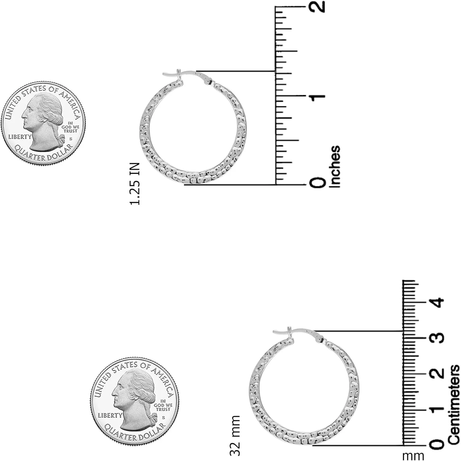 LeCalla 925 Sterling Silver Hammered Earrings Lightweight Italian Classic Handmade Textured Hammered Drop Dangle Earring for Women