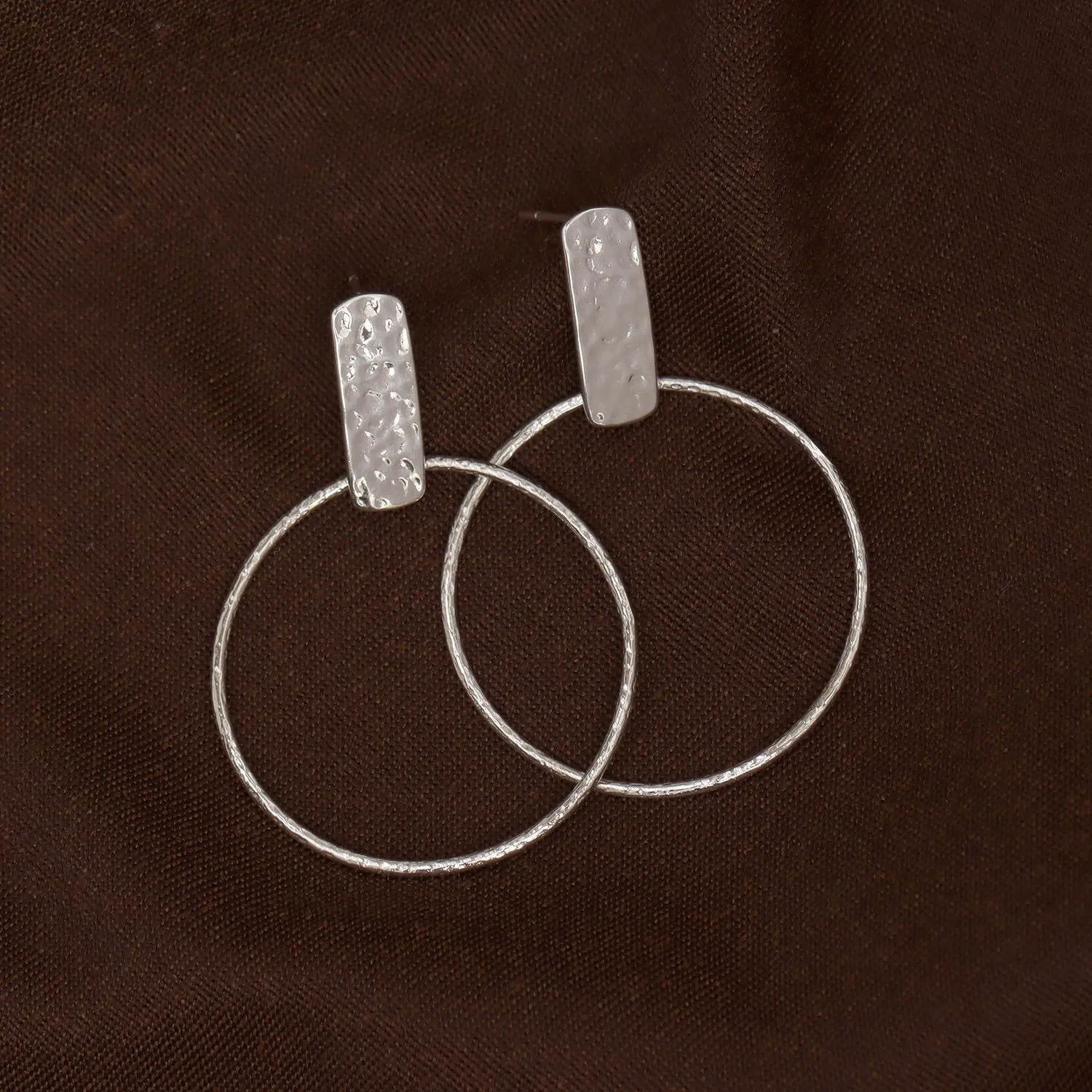 LeCalla 925 Sterling Silver Hammered Earrings Lightweight Italian Classic Handmade Textured Hammered Drop Dangle Earring for Women